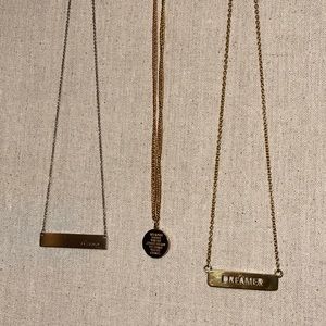 3 gold tag necklaces